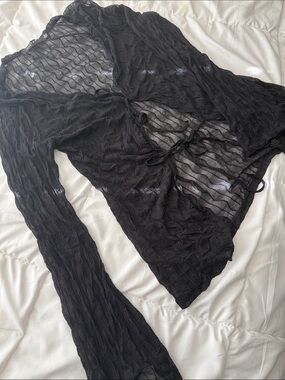 Sheer Black Wrap Top